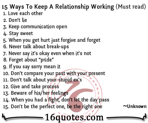 Ways to keep a relationship going