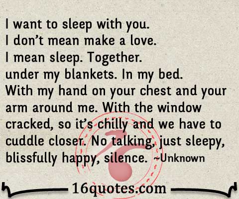 I Want To Sleep With You No Talking Just Happy Silence