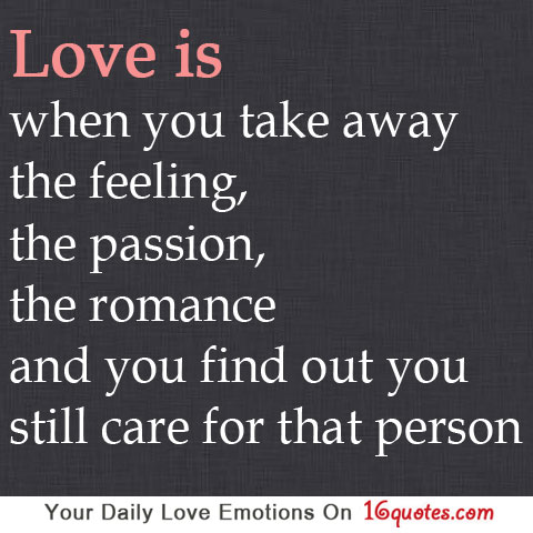 Love is when you take away the feeling, the passion, the romance and …