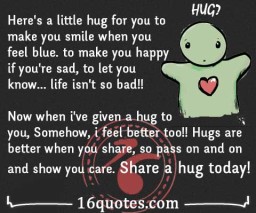 hug for you to make you smile when you feel blue quote
